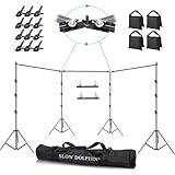 SLOW DOLPHIN Photo Video Studio 30ft (Wide) x 10ft (Tall), 300° Degree Crossbar Rotatable, Angle Adjustable Triple Crossbar Extender Mount, Photography Background Support System, Sand Bags,Clamps