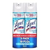 Lysol Disinfectant Spray, Household Essential Cleaning Supplies, Multi-Purpose Room Spray, Antibacterial Sanitizer Spray, Upholstery Deodorizer, Home and Bathroom, Crisp Linen,19 Fl Oz (Pack of 2)