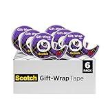 Scotch Gift Wrap Tape, Invisible, Holiday Gift Wrapping Supplies for Christmas Presents and Gift Bags, 0.75 in. x 650 in., 6 Tape Rolls With Dispensers