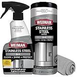 Weiman Stainless Steel Cleaner Kit - Removes Fingerprints, Residue, Water Marks, and Grease