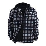 Gary Com Heavy Thick Plaid Flannel Jacket Sherpa Fleece Lined Zip Up Winter Warm Buffalo Coat Zipper Big and Tall Hoodies for Men Charcoal XXL