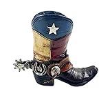 Urbalabs Western Cowboy Boot Texas Flag Toothpick Holder Vase Distressed Decorative Cowboy Boots with Spurs Home Office Rustic Decor Country Living Pen Holder for Desk (Texas Toothpick)