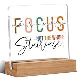 Inspirational Quotes Gifts for Women Men, Positive Saying Gifts for Friends Coworkers Employees, Focus On The Step in Front Of You Home Office Decorative Signs Plaque for Desk