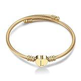 Chili Jewelry Women Gold Initial L Letter Heart Cuff Bracelets Stainless Steel