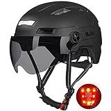 ILM Adult Bike Helmet with USB Rechargeable LED Front and Back Light Mountain&Road Bicycle Helmets for Men Women Removable Goggle Cycling Helmet E3-10L(Matte Black, Large/X-Large)