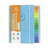Address Book with Alphabetical Tabs-Address and Password Book for Seniors - Hardcover Spiral Bound Phone Book- Record Contacts,Website Login Passwords, Special Days -5.7" x 7.7", Blue