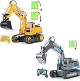 DOUBLE E Remote Control Excavator Toy 2 Batteries Digger Hydraulic Construction Vehicles RC Trucks Toys for Boys Girls Kids 3 4 5 6 7 8 9 10 Year