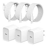 iPhone Fast Charger 3+3Pack 20W USB C Wall Charger with 6FT Fast Charging Cable Compatible with iPhone 14/13/12/11/Pro/Pro Max