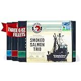 SeaBear - Premium Wild Alaskan Smoked Sockeye, Coho, and Pink Salmon Trio - 18oz Box