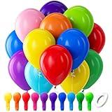 Bezente Assorted Rainbow Latex Balloons, 100 Pack 12 inch Round Helium Bright Color Balloons for Birthday Bridal Shower Wedding Party Decorations