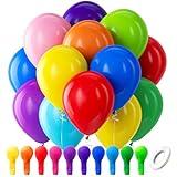 Bezente Assorted Rainbow Latex Balloons, 100 Pack 12 inch Round Helium Bright Color Balloons for Birthday Baby Shower Wedding Party Decorations