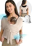 Konny Baby Carrier Flex AirMesh with Head Support- Adjustable, Easy to Wear Baby Wrap Sling, Perfect for Newborn Babies Essentials up to 44 lbs (M-4XL) - Beige