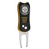 Team Golf NFL Pittsburgh Steelers Retractable Divot Tool with Double-Sided Magnetic Ball Marker, Features Patented Single Prong Design, Causes Less Damage to Greens