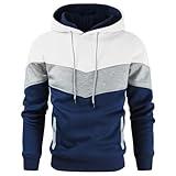 Gesean Mens Fashion Hooded Long Sleeve Color Hip-Hop Sweatshirt Hoodies Blue Large