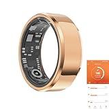 GenXenon Fitness Tracker Smart Ring,Step Counter,Heart Rate Blood Oxygen Sleep Tracker Health Ring, 6ATM Waterproof Long Battery Life Smart Rings Compatible with iOS & Android （Rose Gold US7）