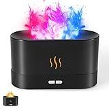 Colorful Flame Air Aroma Diffuser Humidifier, Upgraded 7 Flame Colors Noiseless Essential Oil Diffuser for Home,Office,Yoga with Auto-Off Protection 180mL (8Hours Black)