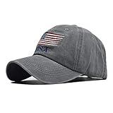 Washed American Flag Baseball Cap Retro Adjustable Sun Dad Gift Hats for Men Women Fashion Trucker Cap Unisex Gray