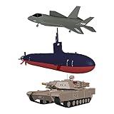 SplashEZ Bath Toys for Kids Ages 4-8, Kids Bath Toys for Boys, Mold Free No Hole Sealed, Soft Durable Army Play Set Submarine Tank Airplane Jet, No Mold for Water Tub & Pool, Ages 0-1-3-4-5-6-8