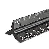 Rena Chris Architectural Scale Ruler, 12" Aluminum Architect Scale, Triangular Scale, Scale Ruler, Triangle Ruler, Drafting Ruler, Architect Ruler, Metal Scale Ruler, Architecture Ruler(Black)