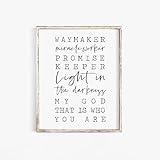 Generic Way Maker Miracle Worker Promise Keeper Wall Art Scripture Bible Verse Worship Song Lyrics Christian Song Lyric Art Hymn Poster,267, White
