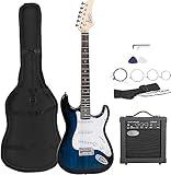 ZENY 39" Full Size Electric Guitar with Amp, Case and Accessories Pack Beginner Starter Package, Blue Ideal Christmas Thanksgiving Holiday Gift