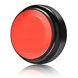 Record Talking Button Easy Button Recording Voice Button Funny OfficeToys Multifunctional Dog Buttons Talk for Communication-Classroom-Friendly Recordable Sound Buttons Buzzer Button（Black+Red