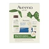 Aveeno Daily Moisture Gift Set, Skincare Set for Dry Skin with Nourishing Body Lotion, Moisturizing Body Wash, & Skin Relief Hand Mask, Formulated with Prebiotic Oat, Paraben-Free, 3 Items