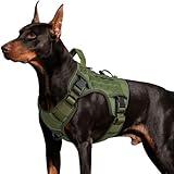 WINGOIN Tactical Dog Harness for Large Dogs, Heavy Duty No Pull Dog Harness with Handle, Adjustable Reflective Military K9 German Shepherd Big Size Dog Vest for Walking, Training, Hunting, Green (L)
