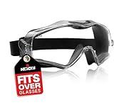 NoCry Safety Goggles Over Glasses with Extreme Impact Resistance — ANSI Z87.1 Certified Eye Protection with Anti-Fog, Anti-Scratch and UV380 Lenses — Adjustable Strap — Ideal for the Chemistry Lab