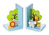 Mousehouse Gifts Children's Baby Bookends Wooden 3D Safari Jungle for Boys and Girls Children's Room