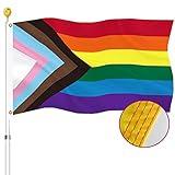 Progress Pride Rainbow Flag 3x5 Outdoor All Inlcusive Progressive Pride 100D Bisexual LGBTQ Non Binary Lesbian Gay Transgender Prides Proculsexual Flags