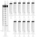 12 Pack 10ml/cc Plastic Syringe with Cap, Multi-Purpose Measuring Tool with Caps & Plungers for Industrial Scientific Research, Laboratory, Cosmetics