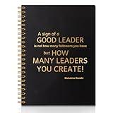 QYUVK A Sign of a Good Leader Black Gold Hardcover 160 Pages Spiral Notebooks, Leader Notebook, Leader Appreciation Gift, Leaving Going Away Gifts for Best Boss Leader Mentor, Boss Gifts for Men Women