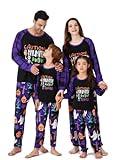 VNVNE Matching Family Halloween Pajamas Sets for Women/Men/Couples/Adults, Holiday Pumpkin Ghost Skeleton Pjs Cosplay Loungewear(Women,S,Purple Skeleton)