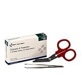 First Aid Only 17-005 Bandage Scissors and Forceps Tweezers Set for First Aid and More