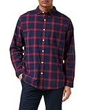 Amazon Essentials Men's Long-Sleeve Regular-Fit Stretch Poplin Shirt, Navy Red Buffalo Plaid, X-Large