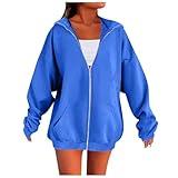 Zip Up Hoodie Women 2025 Fall Lightweight Long Sleeve Casual Oversized Sweatshirt Hooded Women's Fashion Clothing plus size womens clothing Blue