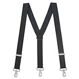 Suspender Store Solid Suspenders -1.5-Inch Wide Elastic - Y-Back - Trigger Snaps - 48" for 5'9" to 6'2" Tall - Black