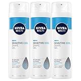 NIVEA MEN Sensitive Cooling Shave Gel with Chamomile and Seaweed Extracts, 3 Pack of 7 Oz Cans