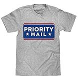 Tee Luv Men's USPS Priority Mail Shirt - United States Postal Service Logo Shirt, Athletic Heather Gray, L