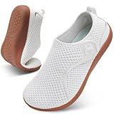 Scurtain Wide Width Barefoot Walking Shoes Hospital Nurse Shoe for Women Comfortable White Maternity Pregnancy Bunion Neuropathy Edema Flats Shoes Size 9