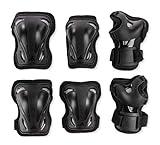 Rollerblade Skate Gear 3 Pack Protective Gear, Knee Pads, Elbow Pads and Wrist Guards, Inline Skating, Multi Sport Protection, Unisex, Black, M