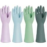 Jsocoah 4 Pairs Rubber Kitchen Dishwashing Gloves, Reusable Waterproof Latex Household Cleaning Gloves, Non-Slip and Flexible for Washing Dishes, Kitchen and Bathroom Cleaning