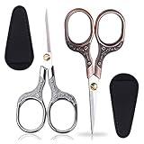 KISTARCH 2pcs 5Inch Small Vintage Precision Scissors,Multi-Purpose Beauty Grooming Kit for Hair trimming,Facial,Beard,Eyebrow,Eyelash, sewing scissors for Embroidery,Craft, Art Work & Everyday Use