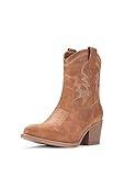 IXU Cowboy Boots for Women Ankle Cowgirl Booties Wide Mid Calf Pointed Toe Western Boots Short Chunky Classic Booties