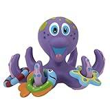 Nuby Floating Octopus Toy with 3 Hoopla Rings - Baby Bath Toy for Boys and Girls - 18+ Months - Purple (Pack of 1)