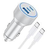 WODENTA iPhone 15/16 Pro Max Car Charger, 67W 3-Port Fast USB C Car Charger Power Cigarette Lighter Adapter with 3FT USB C to C Cable for iPhone 15/15 Plus/15 Pro Max/16/16 Pro Max, iPad Pro/Air/Mini