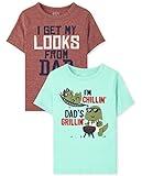 The Children's Place baby boys and Toddler Short Sleeve Graphic T- 2-pack T Shirt, I'm Chillin' Dad's Grillin I Get My Looks from My Dad, 12-18 Months US