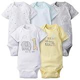 Gerber Unisex Baby 5-Pack Short Sleeve Variety Onesies Bodysuits Elephant Dream Newborn