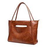 Large Tote Bag for Women Work with Zipper 16L Vegan Leather Ladies Travel Purses and Handbags Brown